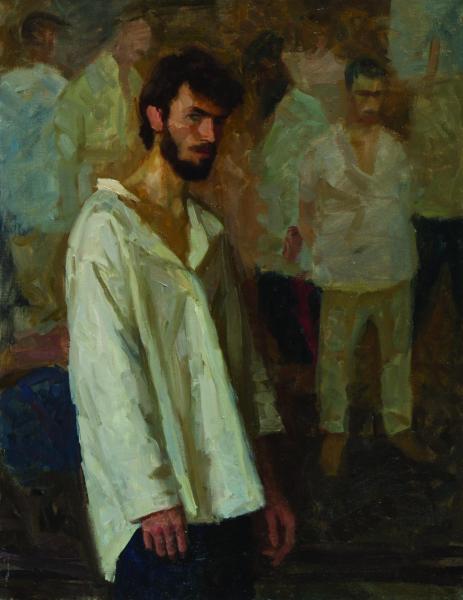 Дмитрий Шмарин. Автопортрет на фоне картины Расказачивание